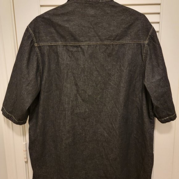 Le Jean De Marithe Francois Girbaud Denim Short Sleeve Button Front Shirt XL - Picture 7 of 7